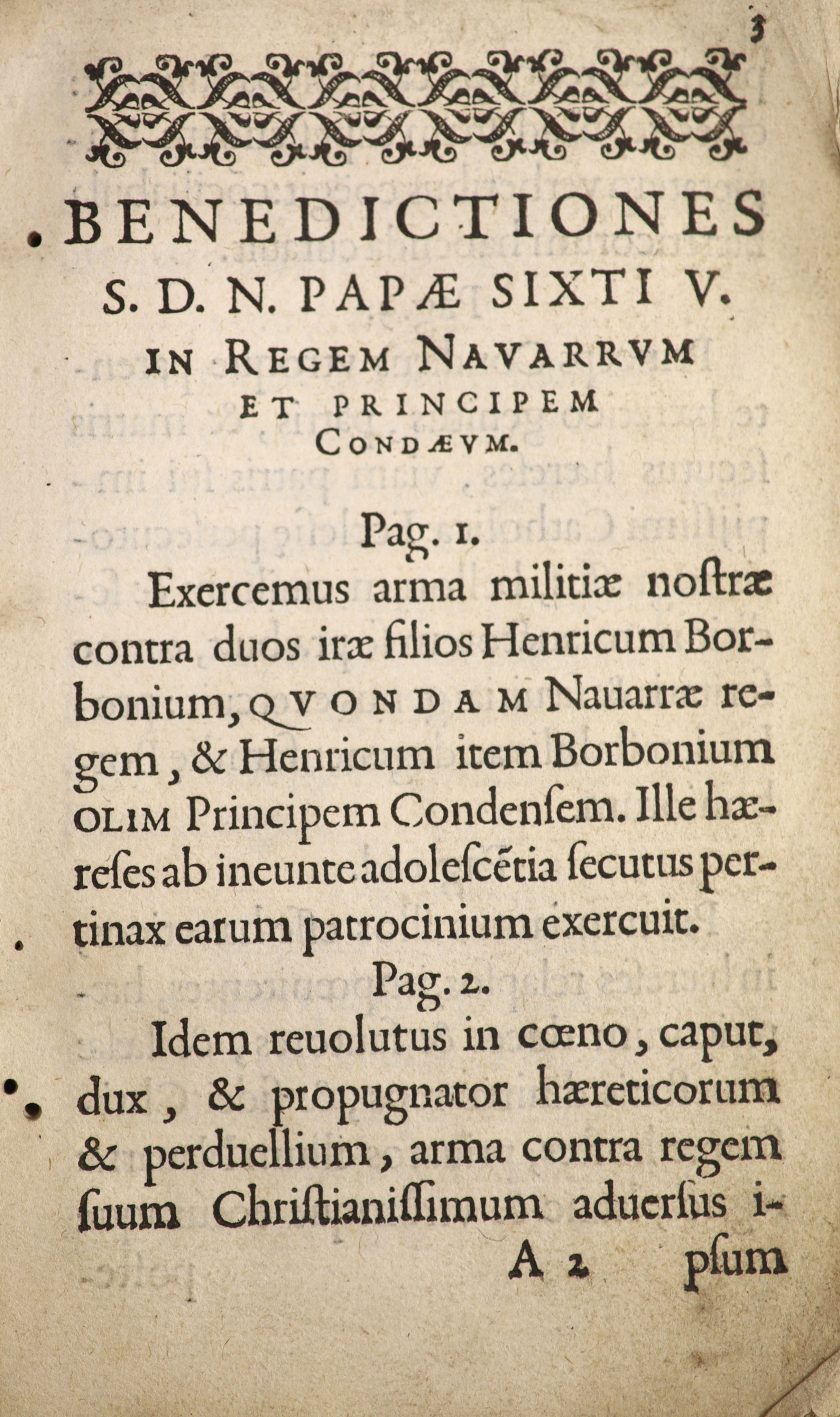 Hotman, Francois. Brutum Fulmen. Papae Sixti V. adversus Henricum Sereniss. Regem Navarrae, and Illustrissimum Henricum Borbonium ...